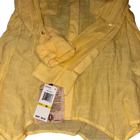 Democracy Yellow Button Down Top with Adjustable Sleeves NWT - Picture 5 of 11